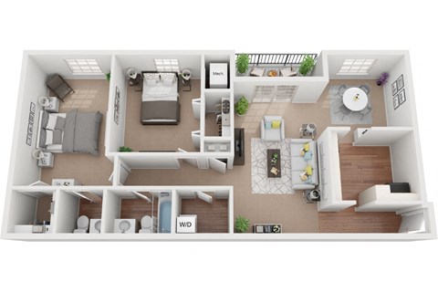 2 Bedroom 1 Bath 1188 SF Canton Floor Plan, at Courthouse Square Apartments, Towson, MD